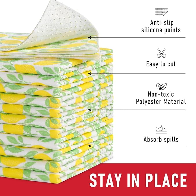 Cooyes 12 Pack Polyester Shelf Liners for Kitchen Cabinets, 17.7" × 36", Non-Slip Refrigerator Liners Machine Washable, Refrigerator Drawer Mats for Glass Shelves and Kitchen Cabinets - Image 3