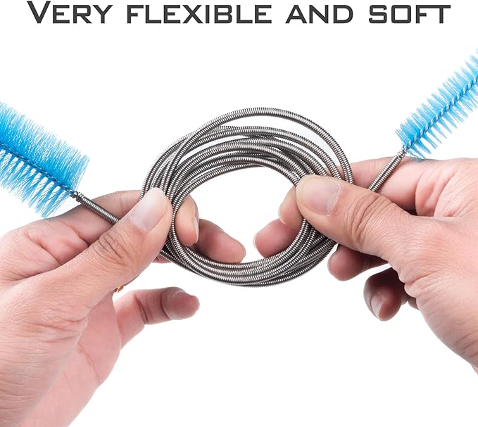 Flexible Sewer Brush, 61-Inch Long Dual Head Hose and Crevice Brush, and 3-Pack 7.8-Inch Straw Cleaning Brushes - Image 4