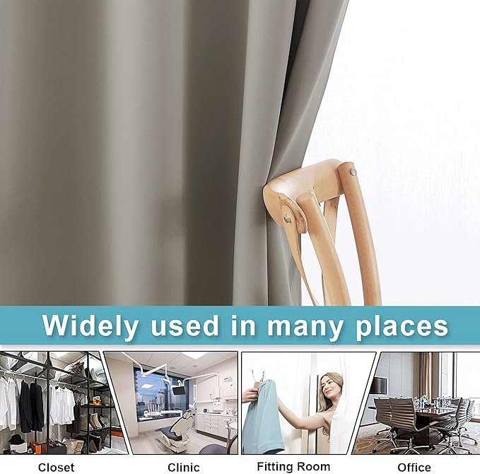 RYB HOME Extra Wide Curtains for Divider Room Separation Soundproof Temporary Door Curtains for Bedroom Closet Office Home Theatre Garage Living Room Privacy Drop Cloth, W 120 x L 84 inches, Sand - Image 5