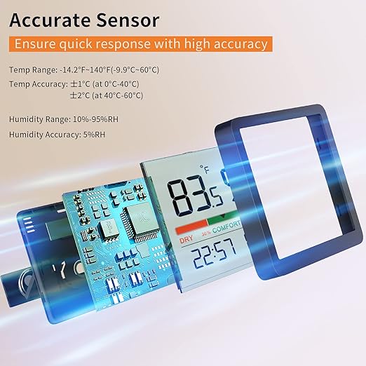 VOCOO Humidity Gauge Indoor Thermometer - Digital Indoor Humidity Sensor Room Thermometer with Temperature Humidity Monitor, Accurate Hygrometer Temp Meter for Home Greenhouse Wine Cellar (2 Pack) - Image 4