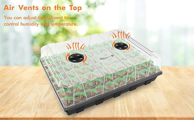 Gardzen Seed Starter Tray, 5 Pack Smiling Face Plant Germination Trays with Total 350-Cell, Seed Starter Kit with Humidity Vented Domes and Bases for Starting Vegetable Flower Herb Seeds 18" x 14" - Image 4