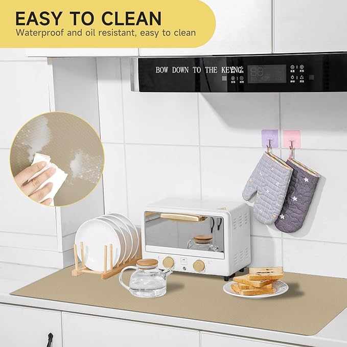 WochiTV Adhesive Shelf Liner 11.8 X 120 Inches Peel and Stick Kitchen Liner for Cabinets, Drawers Removable Protector Mat Waterproof Contact Covering for Dresser Pantry Countertops Shelves, Khaki - Image 6