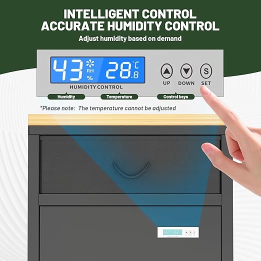 180L 3D Printer Filament Storage Cabinet with Dehumidifier(60W Drying Power, <8W avg. Consumption), Industrial Sealed Dehumidifying Cabinet Box Holds for 40 Rolls Nylon/PLA/ABS/TPU, Black - Image 6