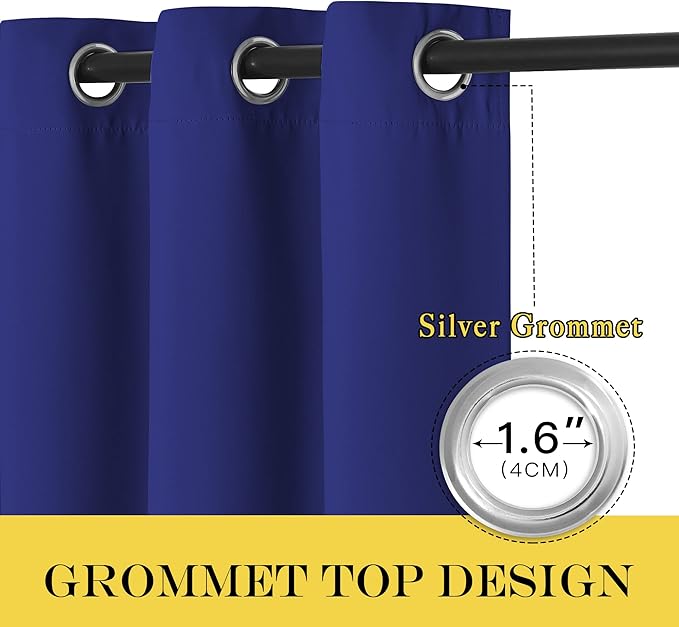 NICETOWN Blackout Curtains 63 inches Long for Living Room Bedroom, Grommet Thermal Insulated Room Divider Drape Window Treatment for Sliding Patio Door, W100 x L63, 1 Panel, Navy Blue - Image 6