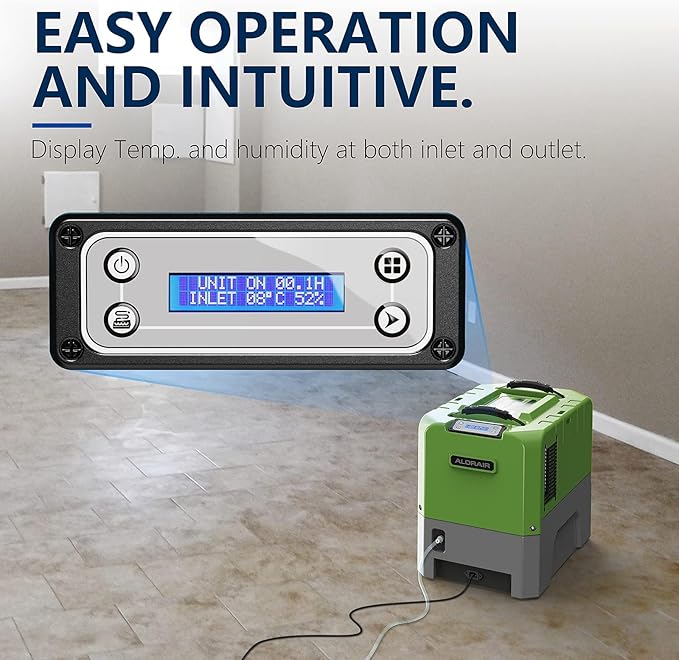 ALORAIR Smart WiFi LGR Commercial Dehumidifier 180 PPD (Saturation) with Hose, Industrial Dehumidifier with Pump, 5 Years Limited Warranty, cETL Listed, 85 PPD at AHAM, Flood Repair, Green - Image 4