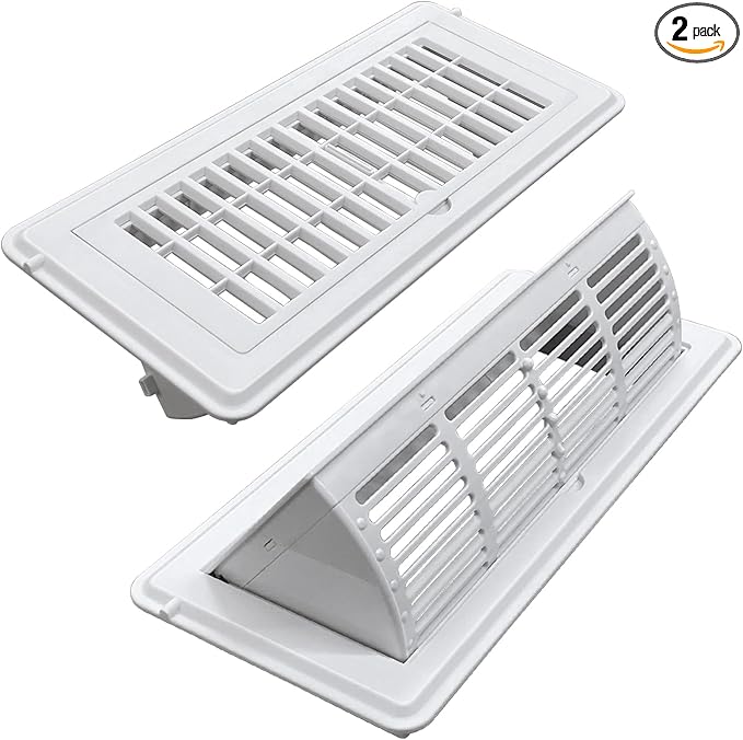 2-in-1 Vent Deflector for Home Floor, Strong Plastic, 4"x10“ Register Type of Deflector, POP up Damper Vent Directional Cover, Floor Air Vent Deflector Under Curtain, Couch or Bed (White, 2Pack) by Unknown