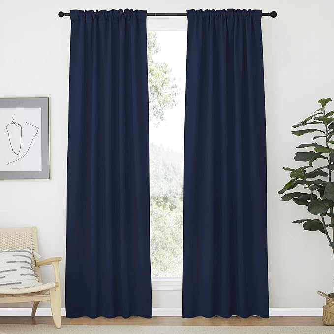 NICETOWN Living Room Darkening Curtains - (Navy Color) W42 x L70, Set of 2, Home Decor Room Darkening Thermal Insulated Drapery Panels for Office/School/Hospital Window - Image 2