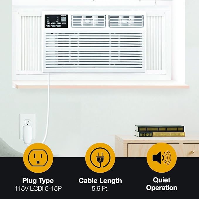 Whirlpool 12,000 BTU 115V Window-Mounted Air Conditioner with Remote Control, Window AC for Rooms up to 550 Sq.Ft, LCD Display, Auto-Restart, 24H Timer, White - Image 6