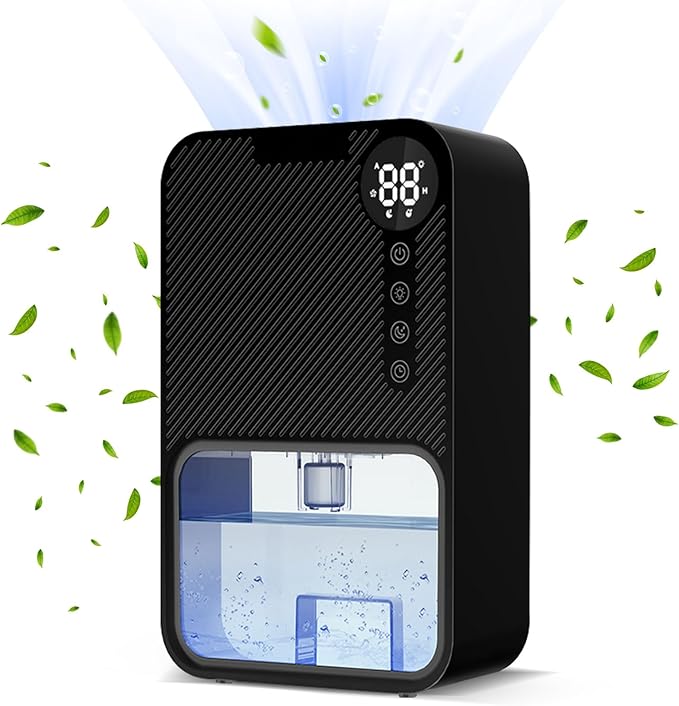 ele ELEOPTION Small Dehumidifier for bedroom 40 OZ Water Tank with Digital display Auto-Off, Portable Mini Dehumidifiers for Bathroom,RV,Basement Black US Plug by eleELEOPTION