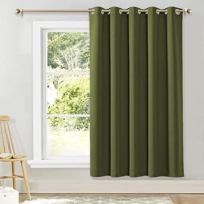 NICETOWN Blackout Wide Blinds for Sliding Door, Olive Green, W70 x L72, 1 Panel, Insulated Noise Reduction Drapes, Privacy Vertical Curtain for Living Room&Bedroom by NICETOWN