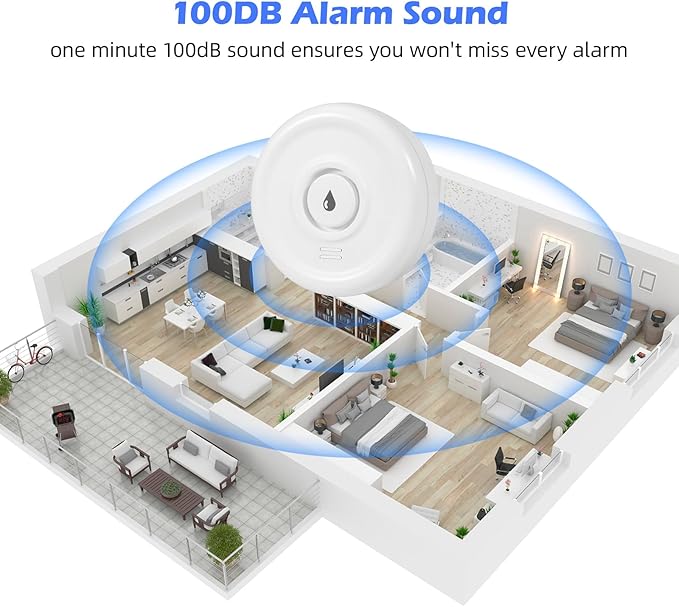 5 Pack Water Leak Detectors for Home, 100 dB Water Sensor Alarm Leak Detector for Basement, Bathroom, Kitchen, Home - Image 4