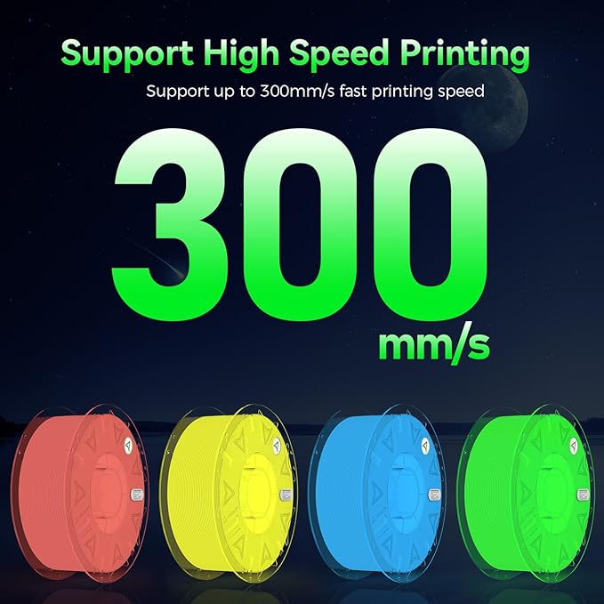 Creality Glow in The Dark Hyper PLA Filament, 3D Printer Filament Bundle, Hyper PLA Filament 1.75mm, Dimensional Accuracy +/-0.02mm, Fit Most FDM 3D Printers, 4 Pack 1kg Spool(Pink,Blue,Yellow,Green) - Image 3