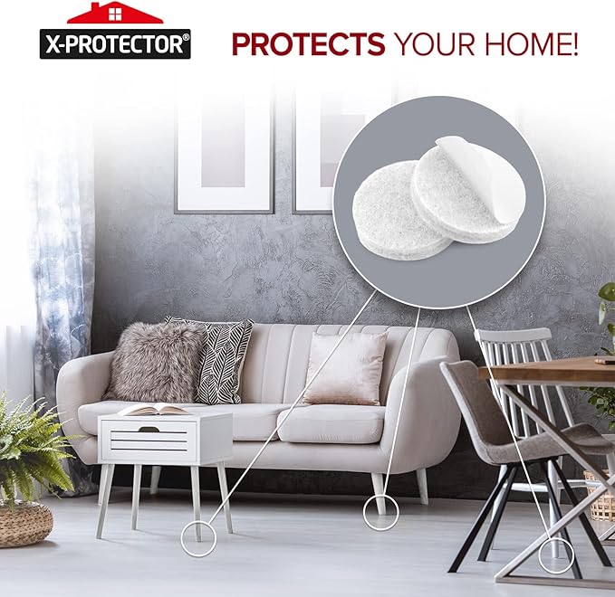 Felt Furniture Pads X-PROTECTOR 133 PCS - Premium Furniture Pads for Hardwood Floors - White Felt Pads for Furniture Feet - The Best Chair Leg Floor Protectors - Protect Your Hard Floors! - Image 6