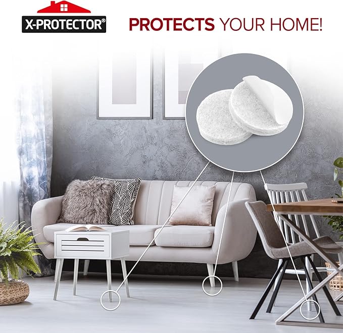 357 pcs White Felt Furniture Pads X-Protector! Huge Quantity of Furniture Pads for Hardwood Floors with Many Big Sizes – Your Ideal Wood Floor Protectors for Furniture. Protect Any Type of Hard Floor! - Image 6