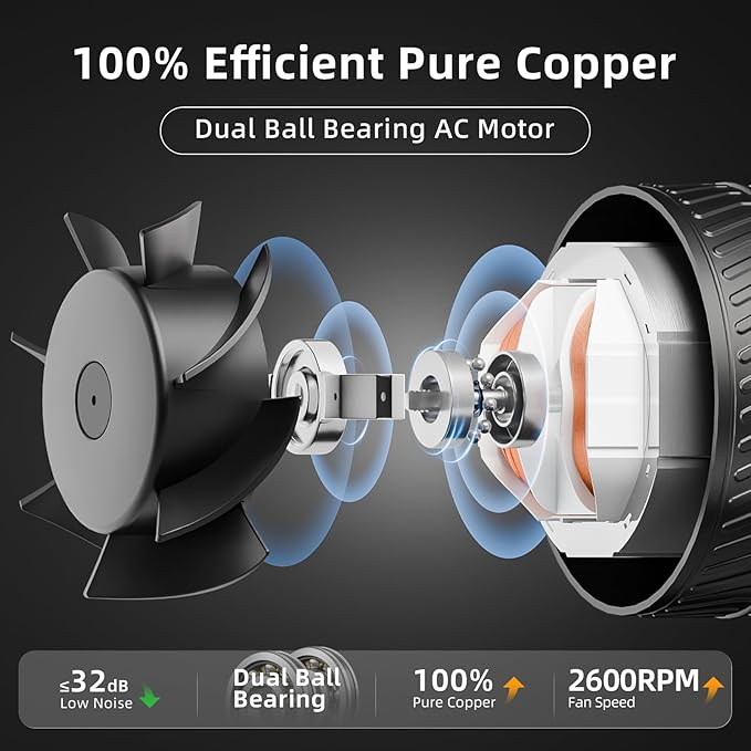 4 Inch Inline Fan with Switch, Upgraded Inline Duct Fans High-Efficiency Exhaust Duct Fan, Low Noise HVAC Ventilation in Basement Bathroom Workshop Attic Grow Tent FP122A - Image 2