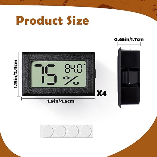 Reptile Thermometer and Humidity Gauge,4PCS Digital Adhesive Reptile Hydrometer Thermomete Tank Accessories Pet Supplies for Tortoise Habitat,Chameleon Cage,Iguana,Tree Frog Terrarium - Image 2