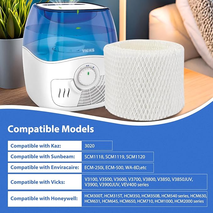 Extolife 2 Pack WF2 Replacement Humidifier Filter for Vicks for Kaz WF2 Humidifier V3100, V3500, V3500N, V3600, V3700, V3800, V3850, V3850JUV, V3900, V3900JUV, VEV320, 3020, ECM-250i, ECM-500, WA-8D - Image 2