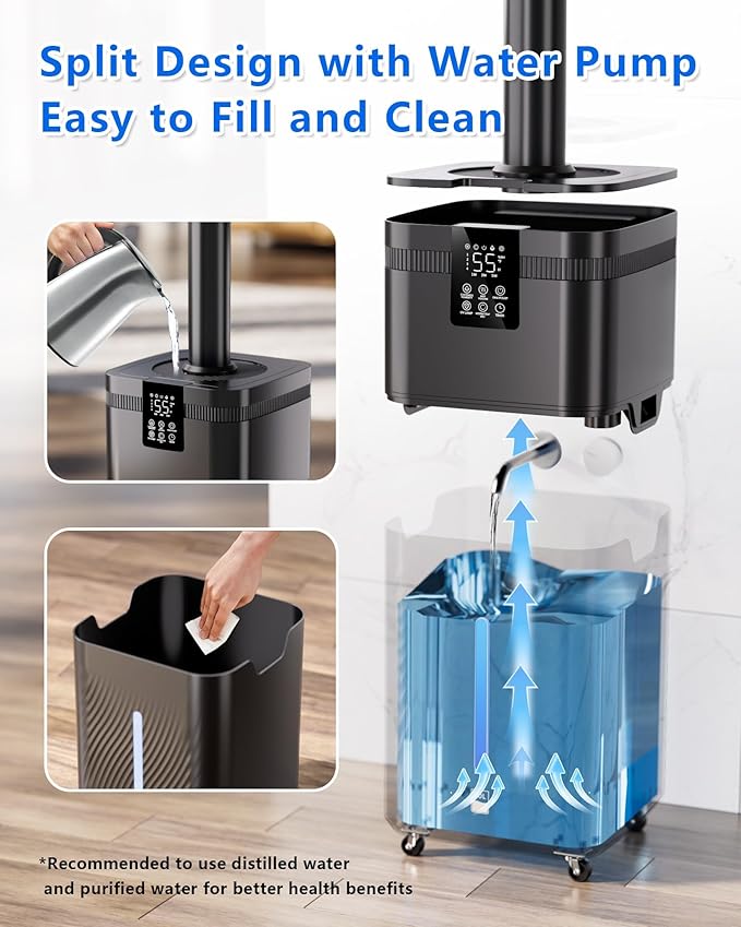 30L/7.93Gal Commercial Humidifier Large Room 4200 sq.ft, Whole House Humidifiers 3000ml/H Mist Output, Cool Mist Industrial Humidifiers for Home, Plants, Office, Warehouse, Greenhouse, Black - Image 4
