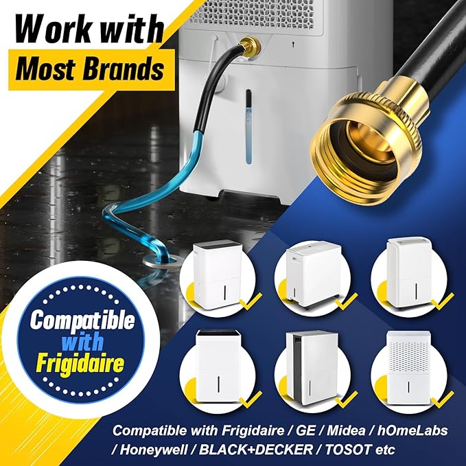 25FT Dehumidifier Drain Hose with 3/4 Inch FHT Connector, featuring Rust-Resistant Brass Fittings for Leak-Proof Connection, Perfectly Compatible with Most Dehumidifier Brands（7 Length Options） - Image 3
