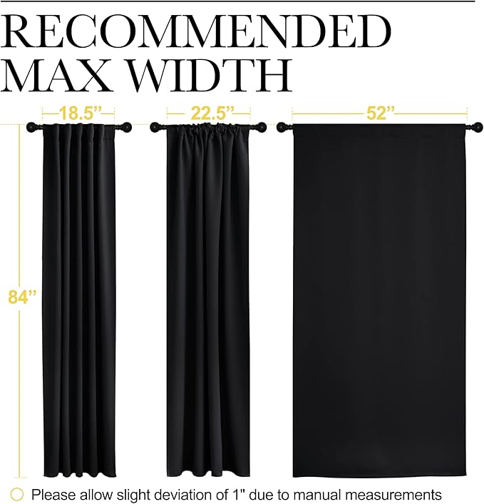NICETOWN Halloween Black Blackout Living Room Curtains 84 inches Long, Black Out Curtain Panels for Bedroom - (Black Color) W52 x L84, 1 Pair, Thermal Insulated Blackout Draperies Window Treatment - Image 7