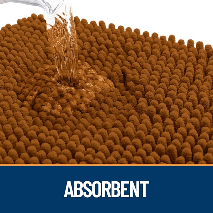 OLANLY Dog Door Mat for Muddy Paws 44x24, Absorbs Moisture and Dirt, Absorbent Non-Slip Washable Doormat, Quick Dry Chenille Mud Mat for Dogs, Entry Indoor Entryway Carpet for Inside Floor, Ochre - Image 3