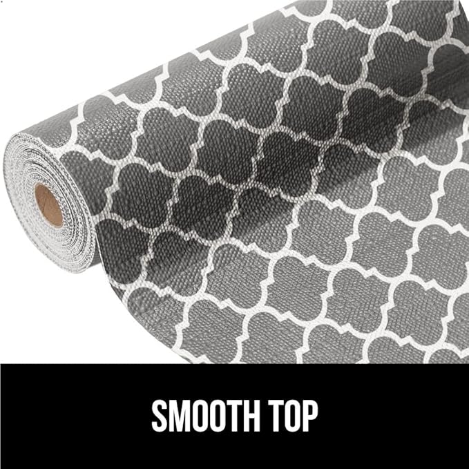 GORILLA GRIP DripGuard Shelf Liner, Non-Adhesive Drawer and Kitchen Cabinet Protector, Strong Grip Slip Resistant Underside, Smooth Surface Liners for Cabinets, Bathroom Closets 17.5x240 In White Gray - Image 9