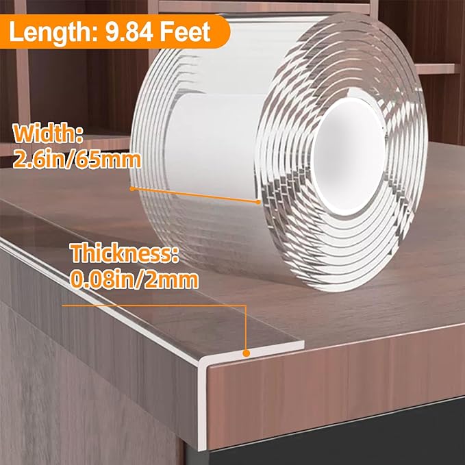 2.6 in x 9.84 FT,Clear Soft Corner Protectors for Furniture Strip,Sharp Edge & Table Bumper,Window Edge,Wall Protector, Soft Corner Guards Safe for Proof,Table Corner Protectors in Family - Image 2