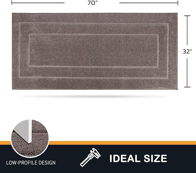 PURRUGS Dirt Trapping Door Mat 32" x 70", Non-Slip/Skid Machine Washable Entryway Rug, Dog Doormat, Super Absorbent Welcome Mat for Muddy Wet Shoes and Paws, Grayish Brown - Image 2