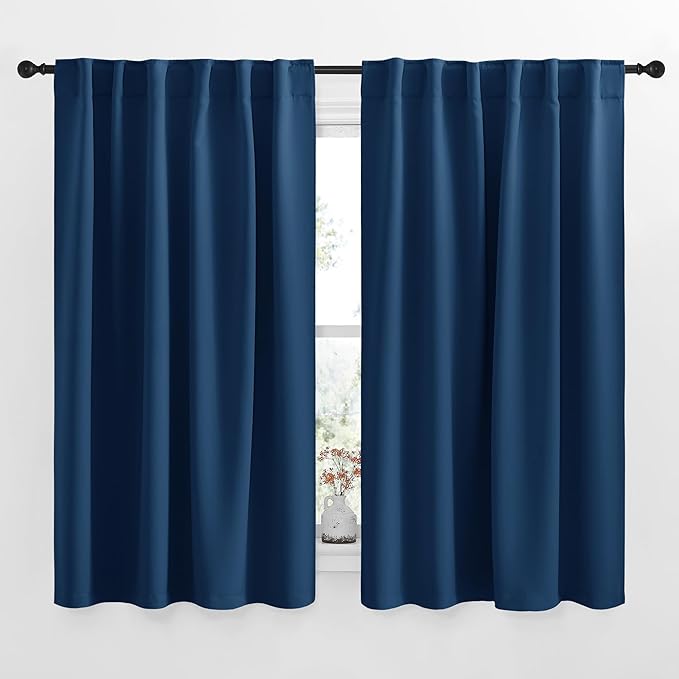 NICETOWN Blackout Curtains Window Drapes - (Moroccan Blue Color) 52 inches W by 54 inches L, Set of 2, Blackout Curtain Panels for Boy's Nursery by NICETOWN