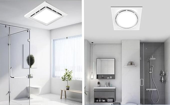 Bathroom Exhaust Fan with LED Light Ceiling Mount Ventilation Fan 118 CFM 1.0 Sones 4 Inch Duct Quiet Bathroom Vent Fan with Light Combo 5000K for Home Bath Hotel-Squares - Image 4