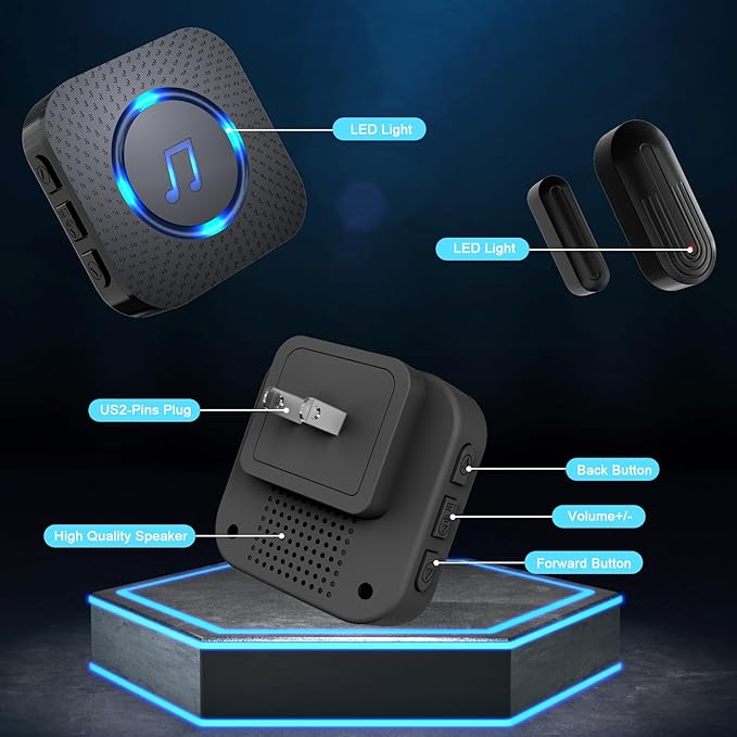 SanJie Door Sensor Chime When Door Opens, Door Entry Chime for Business/Home/Office/Store,500 FT Range,26 Chimes 5 Adjustable Volume Door Ringer Alert 2 Sensors + 1 Receivers - Image 8