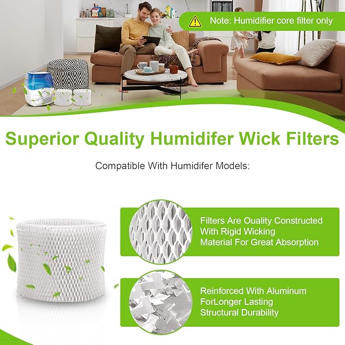 Humidifier Filter for Pelonis PSU10E1BB, PSU10E1WW, PSU10E2FWW and PSU10E2FBB Compatible with Air Filter Factory Replacement for Pelonis Humidifier Wick Filter 2 Pack - Image 3