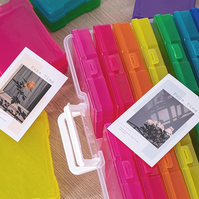 novelinks Transparent 4" x 6" Photo Organizers and Photo Storage Box with Handle, 16 Inner Photo Cases, Portable Picture Organizers & Photo Storage Containers (Multi-Colored) - Image 4
