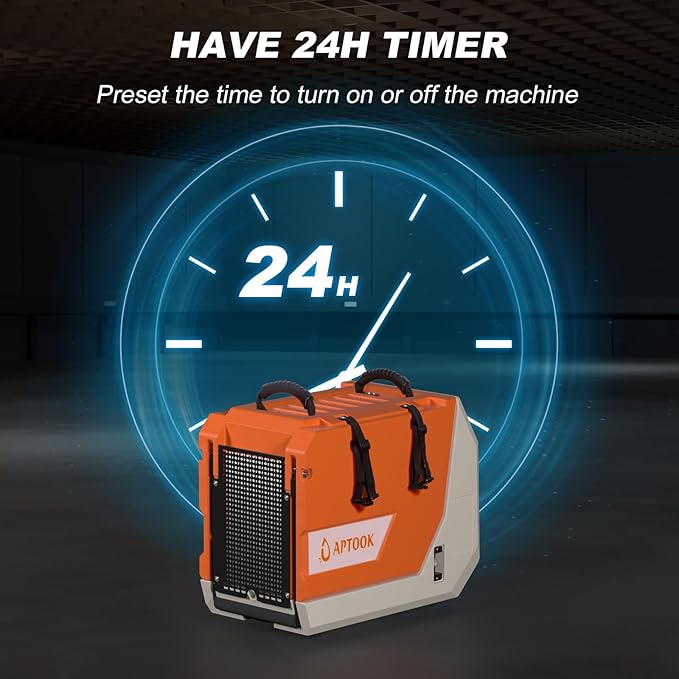 180 Pint Commercial Dehumidifier with Pump for Large Basements & Crawl Spaces, Continuous Drain Dehumidifier up to 6,000 Sq.Ft, Auto Defrost, Memory Restart, Digital Control, with Wheels - Image 7