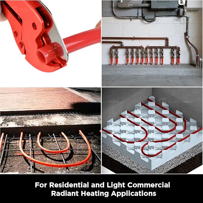 Supply Giant Oxygen Barrier PEX-B Pipe 1/2 Inch x 1200 Feet Coil, Red Tubing for Radiant and Hydronic Heating Systems, Non-Potable Water Pipe for Winter Season - Image 7