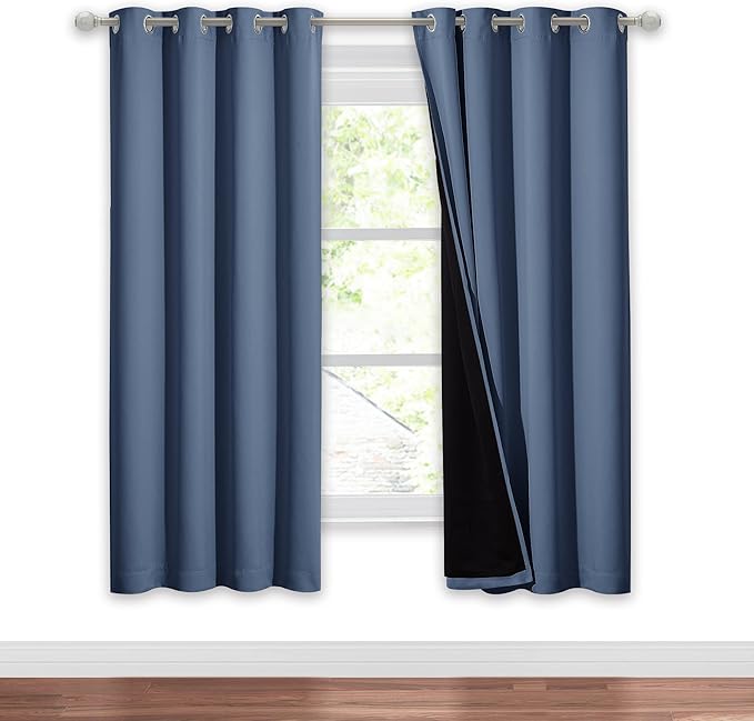 NICETOWN Room Warming Full Shade Curtain Panel, Energy Smart & Noise Blocking Out Blackout Drape for Apartment Window, Thermal Insulated Guest Room Lined Window Dressing(Stone Blue, 52 x 72 inch) - Image 2