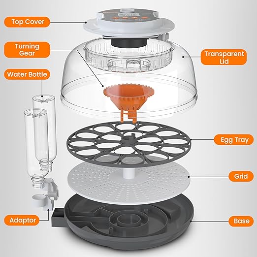 18 Egg Automatic Egg Incubator for Hatching Eggs, Chicken Egg Incubator with Auto Egg Turning, Humidity & Temperature Control, Hatch Day Counter, Egg Candler, 2 Egg Trays & External Water Bottles - Image 2