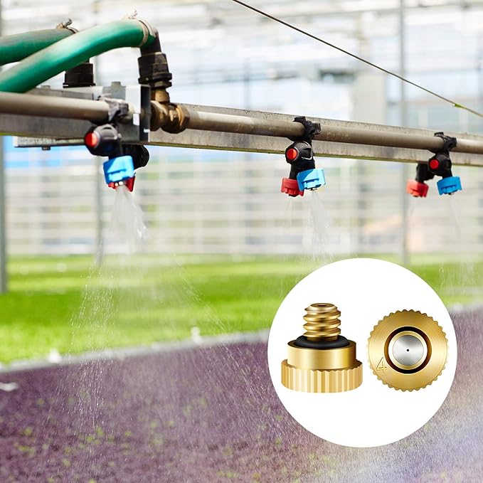Hotop 40 Pieces Brass Misting Nozzle, Low Pressure Atomizing Mist Nozzle, 10/24 UNC Orifice Replacement Heads for Greenhouse Landscaping and Outdoor Cooling System (0.4 mm) - Image 4