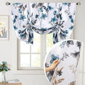 H.VERSAILTEX Tie Up Curtain Double Sided Cattleya Floral Printed Window Valance Balloon Roman Curtain, Rod Pocket 1-Pack, Reversible in Blue/Taupe, W 42 x L 36 by HVERSAILTEX