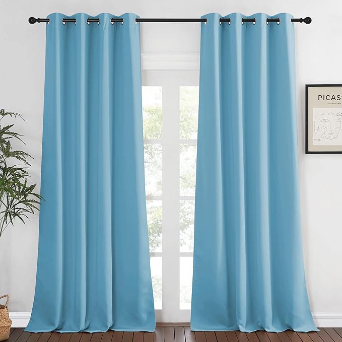 NICETOWN Thermal Insulated Blackout Curtain - (Teal Blue Color) Thermal Insulated Window Treatment Drape, Room Darkening Modern Drapery for Boy's Room,52x95 inches, One Panel by NICETOWN