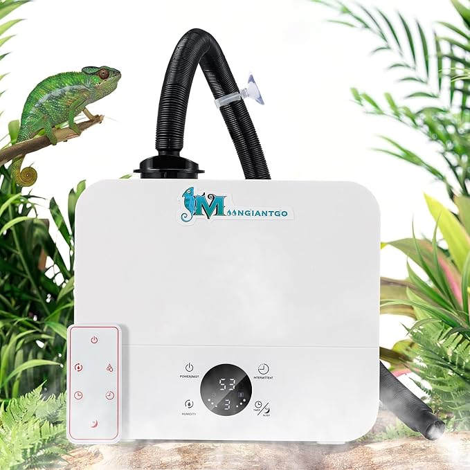 Moongiantgo Reptile Humidifier with Humidity Control, 3 Gears Adjustable Fog, Timing Function, Reptile Terrarium Fogger with 2.5L Tank and Extended Hose for Reptiles Lizard Gecko Snake Plants by Moongiantgo
