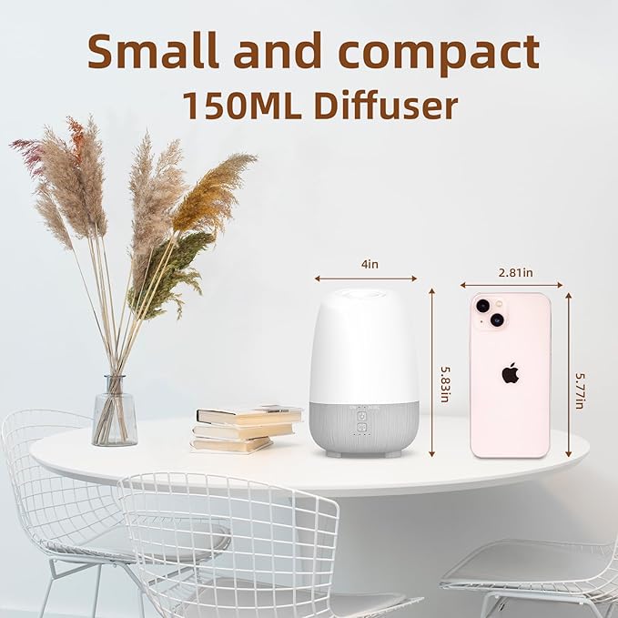 150ML Rechargeable Battery Operated Essential Oil Diffuser, Portable Cordless Aromatherapy Diffuser,7-Hour Runtime with 7 LED Color Changing Lights for Home, Office, Bathroom, Travel - Image 4