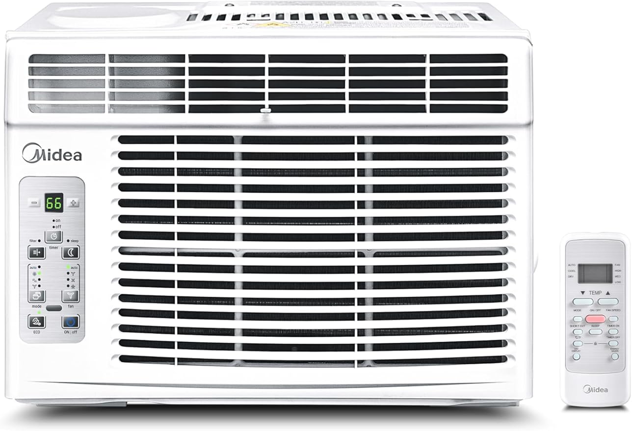 Midea 6,000 BTU Window Air Conditioner, 3-in-1 Cool/Fan/Dehumidifier Window AC Unit, Easycool Air Conditioner with Remote Control, Cools up to 250 Sq. Ft., Fits bedroom, study, office (2024 Upgrade) by Makeyourselfathome