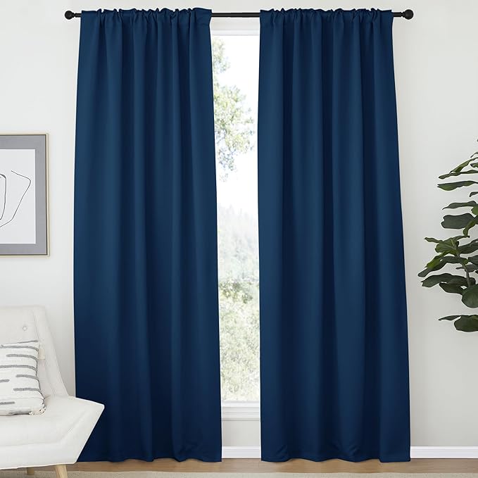 NICETOWN Bedroom Blackout Draperies and Window Treatment- (Moroccan Blue Color) 52 Width X 72 Length, 2 Panels Set, Solid Blackout Curtain Panels - Image 2