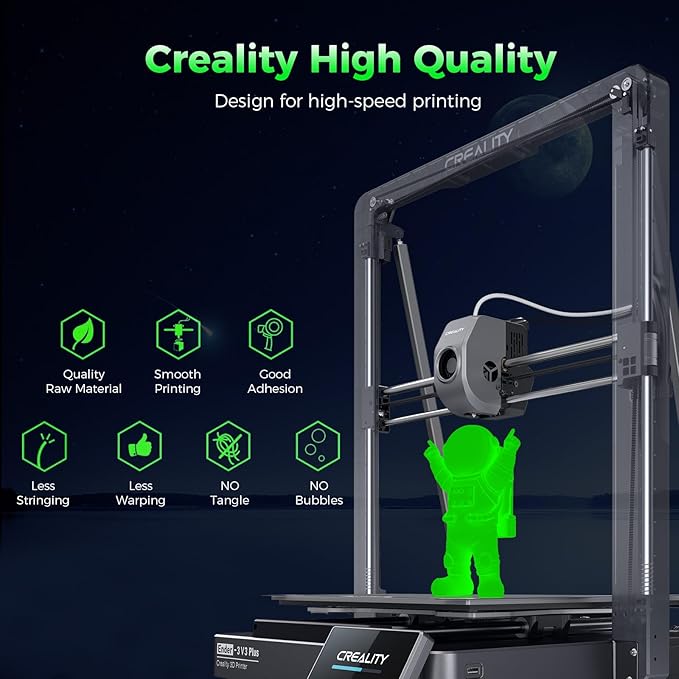 Creality 3D Luminous PLA Printer Filament, 1.75mm Glow in The Dark Shiny Firefly Green PLA Filament for 3D Printing, Best with UV Lamps, 1kg Spool (2.2lbs), Green - Image 2