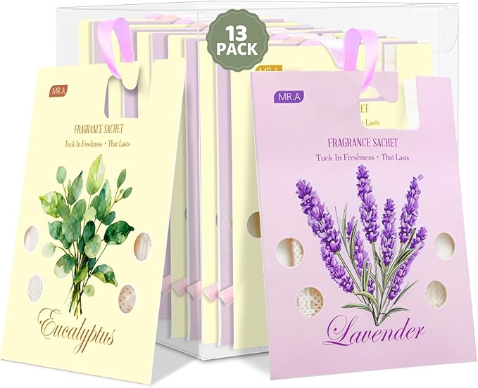 13Packs Lavender Eucalyptus Scented Sachet Bags, Fragrance Sachet Bags for Drawers and Closets, Air Fresheners for Car and Home, Closet Deodorizer Scented Drawer Fresheners for Dresser by MR.A