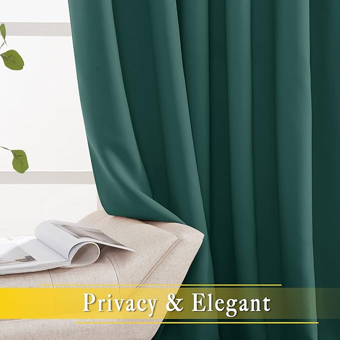 NICETOWN Bedroom Window Blackout Curtain Panel - Home Decoration Thermal Insulated Blackout Drape/Drapery for Loft, Guestroom (Hunter Green, 1 Panel, 80 x 84 inch) - Image 4