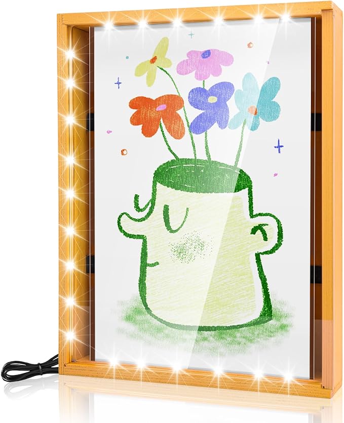 Dried Flower Shadow Box with LED Light | Changeable Artwork Display & Storage Frame | Wall-mounted & Tabletop Photo Album Display Frame (Orange) - Image 2