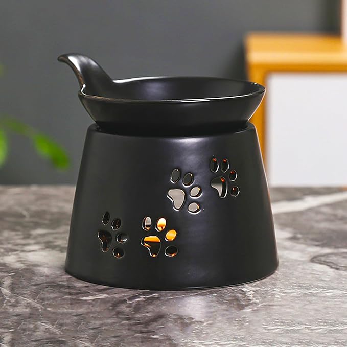 Ceramic Essential Oil Burner, BAOBYAO Wax Melt Burners Humidifier Yoga Aromatherapy Fragrance Diffuser Candle Holder for Living Room, Bedroom, Office Decoration (Black, 4 * 4 * 5 Inch) - Image 7