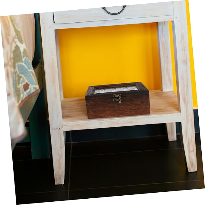 Wooden Display Case with Glass Lid for Keepsakes Jewelry Storage Box Retro Design Solid Wood Organizer for Specimens Dried Fruits and Important Documents - Image 4
